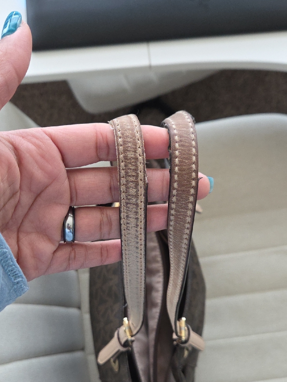 Michael Kors Jet Set East West Signature Monogram Tote Bag in Brown - Picture 7 of 17
